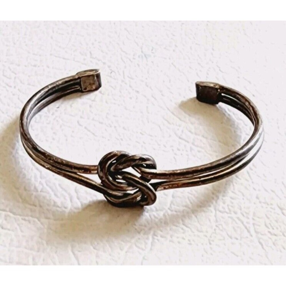VINTAGE STERLING SILVER DOUBLE KNOTTED CUFF BRACELET 5.75"  13 GRAMS